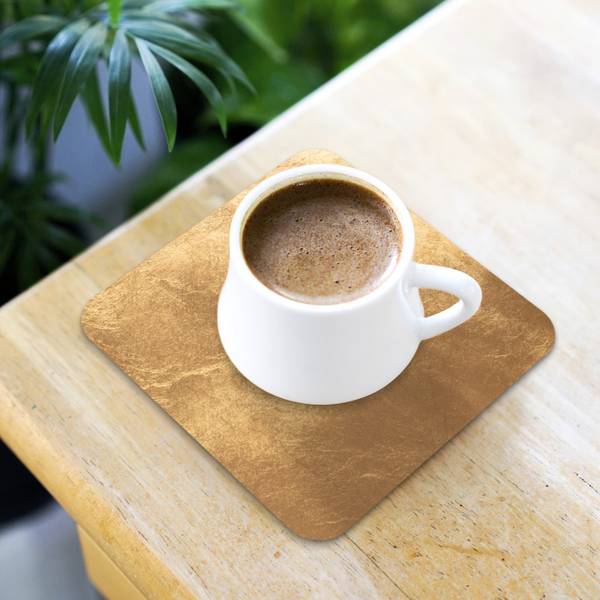 GLASUNTERSETZER Blatt-Textur 6er-Set Gold - Kork - 10 x 1 x 10 cm