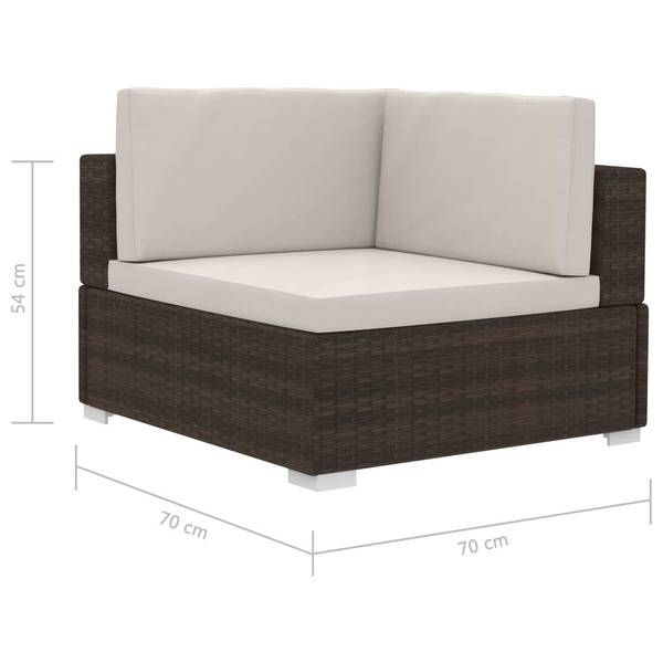 Garten-Sofagarnitur 3000474-1 3-teilig Braun - Polyester - Stahl - 70 x 54 x 210 cm
