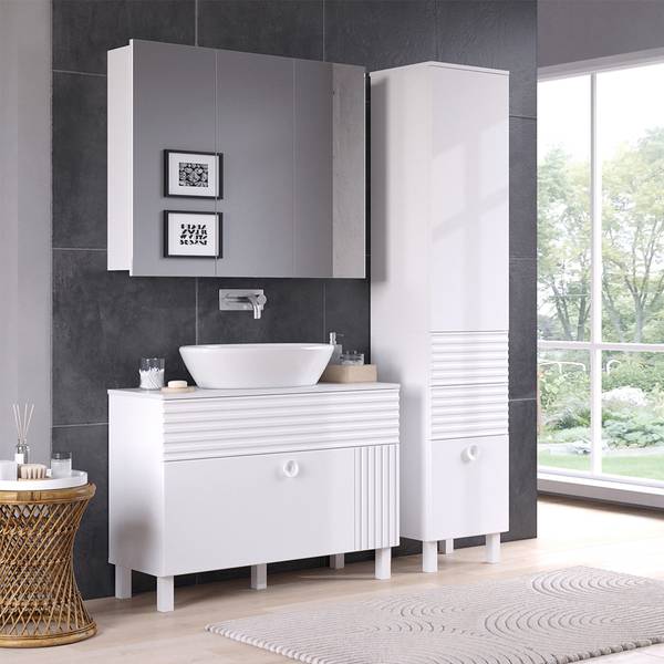 Badmöbel-Set Sola 40871 3er Set Weiß - Holzwerkstoff - 100 x 73 x 38 cm