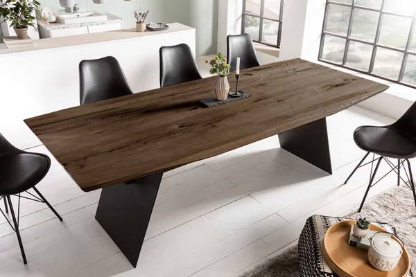 Esstisch GRAND OAK Schwarz - Braun - Eiche - Eisen - 240 x 75 x 100 cm