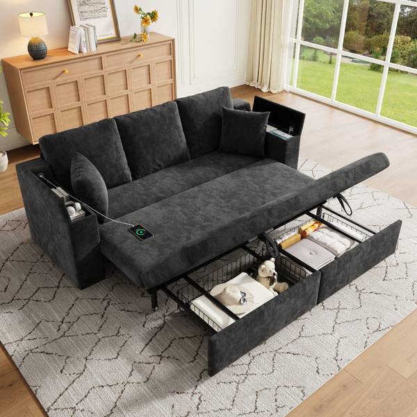 Schlafsofa ChenilLade Ⅲ Grau