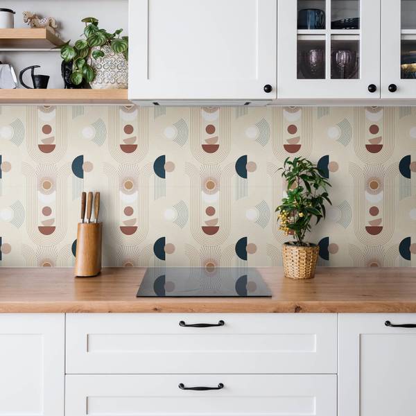 Zelfklevende Tegels BohoG set van 9 beige - polyester-PVC - 30 x 30 x 1 cm