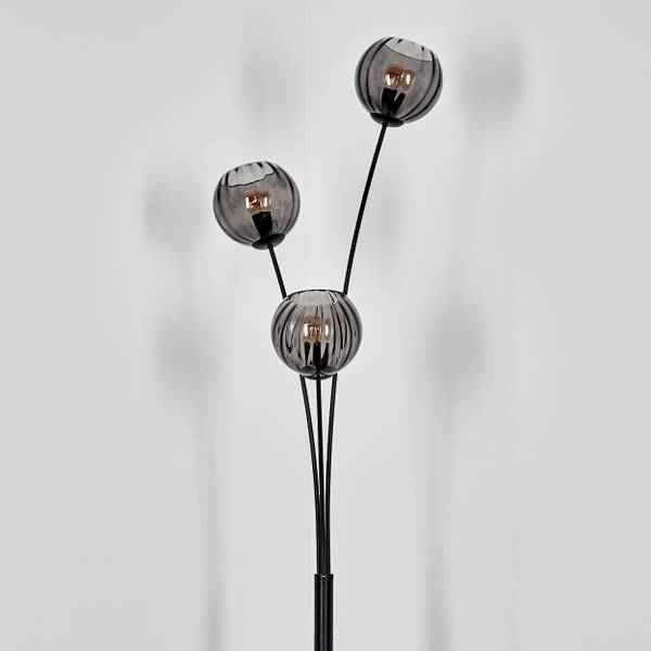 Stehlampe Cesaro Grau - Aluminium - Klarglas - 39 x 170 x 39 cm