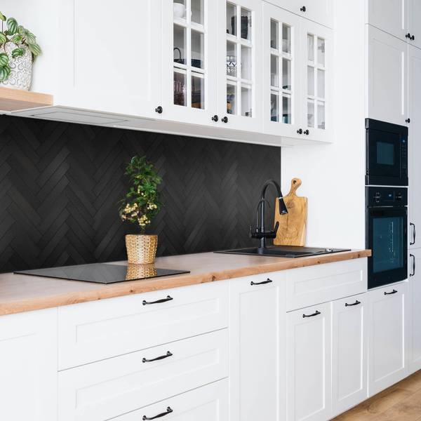 Selbstklebendes Wandpaneel Dunkle Schwarz - Polyester PVC - 100 x 50 x 0 cm