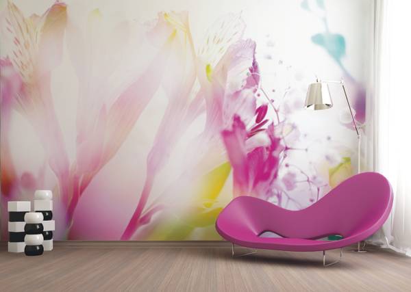 papier peint panoramique fleurs Rose foncé - Polaire - 375 x 270 x 270 cm