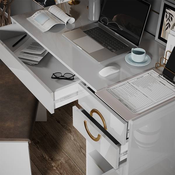 Bureau Adela 43657 wit - plaatmateriaal op houtbasis - 115 x 77 x 55 cm