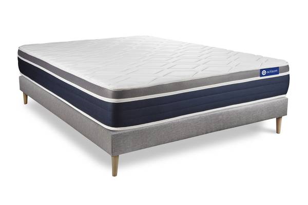 Bettgestell und Matratze Actiflex confo Grau - Massivholz - 150 x 55 x 195 cm