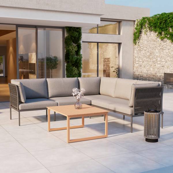 Loungegarnitur ELORA (17-teilig) Grau - Metall - Textil
