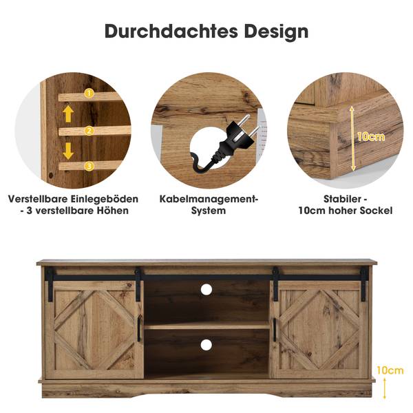 TV-Lowboard Astraios Ⅳ Schwarz - Braun - Holz