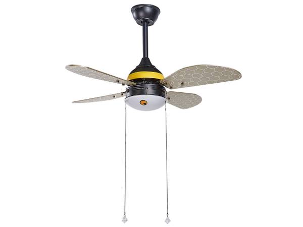 Ventilateur de plafond DOLORES Noir - Gris - Jaune - Métal - 95 x 50 x 95 cm
