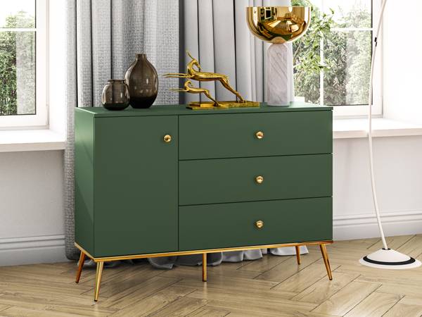Sideboard FORT SB120 1D3D Grün - Melamin - 120 x 85 x 40 cm