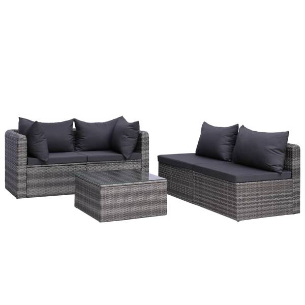 Garten-Lounge-Set 3059494 8-teilig Grau - Polyrattan - 68 x 63 x 72 cm