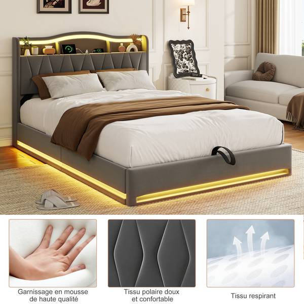 Polsterbett PB-SD02 Grau