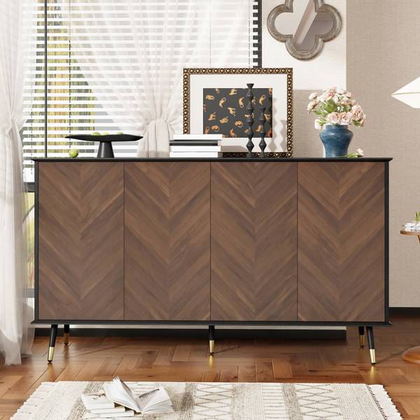 Sideboard Lelantos Ⅰ Braun - Holzwerkstoff - 140 x 80 x 40 cm