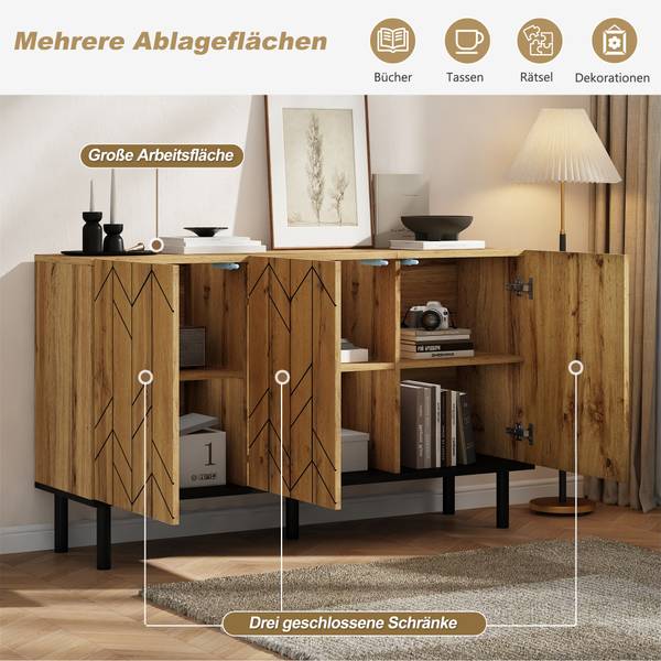 Sideboard Aphrodite Ⅸ Schwarz - Braun - Holzwerkstoff - 35 x 70 x 120 cm