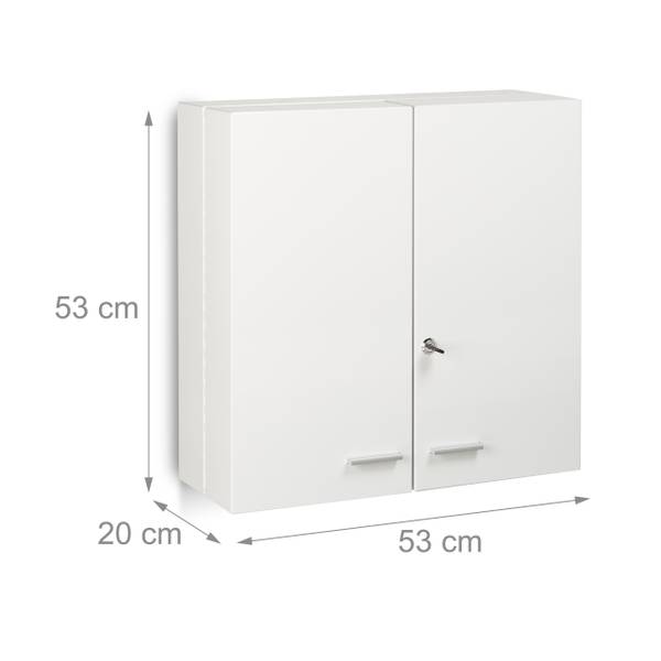 Armoire à pharmacie XXL en métal acier Argenté - Blanc - Acier - 53 x 53 x 20 cm