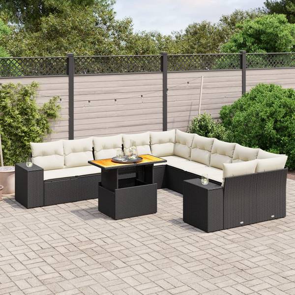 Garten-Lounge-Set 3037214-2 (11-teilig) Schwarz - Creme