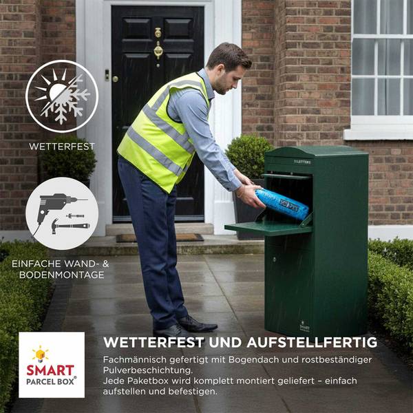 Großer Paketbriefkasten gebogenem Dach Grün