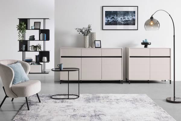 Kommode ARRAN Beige - Schwarz - Holzwerkstoff - 106 x 90 x 40 cm