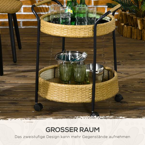 Rattan Serving Cart 867-190V00YL Gelb - Polyrattan - 50 x 66 x 50 cm