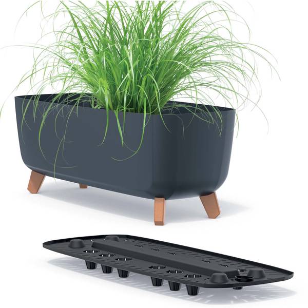 Blumentopf EDANTI 3-er set Grau - Kunststoff - 24 x 24 x 58 cm