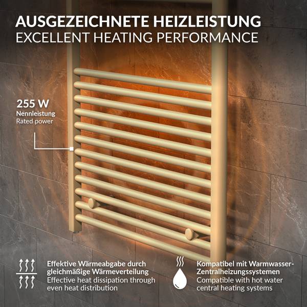 Handtuchheizkörper elektrisch SAHARA Beige - Metall - 55 x 7 x 84 cm