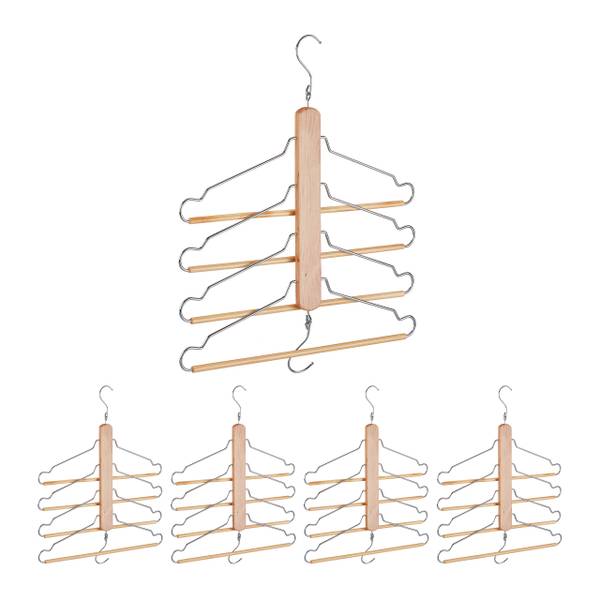 5 x Mehrfachkleiderbügel Braun - Silber - Eisen - 43 x 49 x 3 cm
