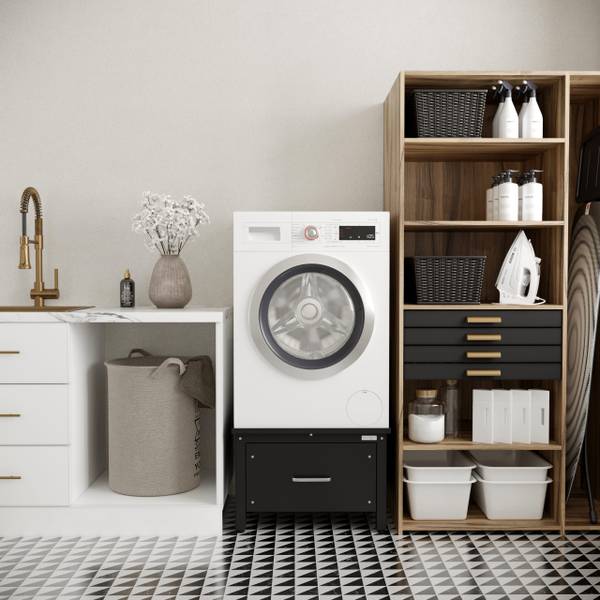 Socle pour machine à laver Elevano Noir - Métal - 62 x 42 x 65 cm