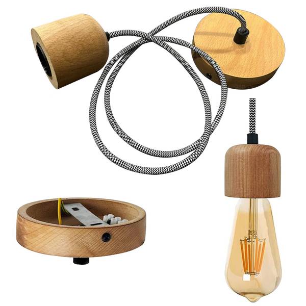Pendelleuchte Textilkabel Moderne Lampe Braun - Metall - 8 x 7 x 8 cm