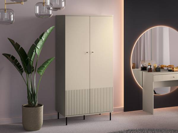 Kledingkast SOPHIE beige - plaatmateriaal op houtbasis - 92 x 190 x 53 cm