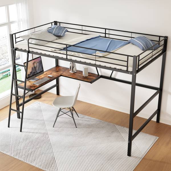 Hochbett-O2218 Schwarz - Metall - 149 x 181 x 205 cm
