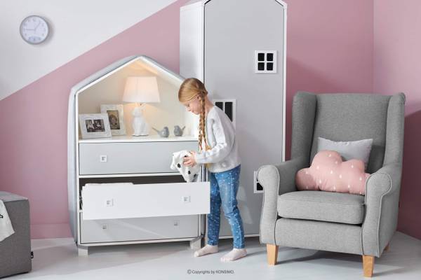 Kindercommode MIRUM grijs - wit - ABS - 80 x 126 x 45 cm