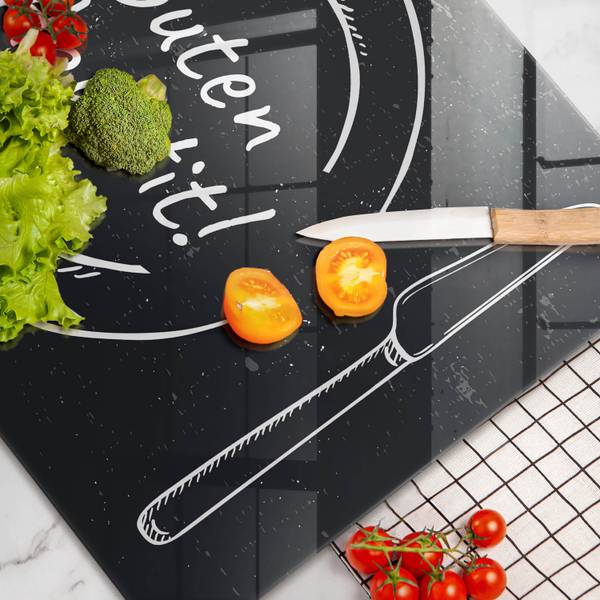 Schneidebrett Guten Appetit! Schwarz - Glas - 80 x 52 x 1 cm
