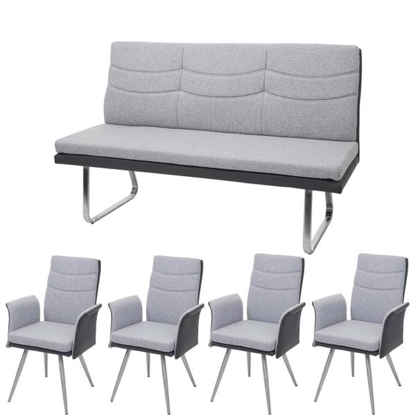 Esszimmer Set G54 (5-teilig) Grau - Polyester - 160 x 98 x 70 cm