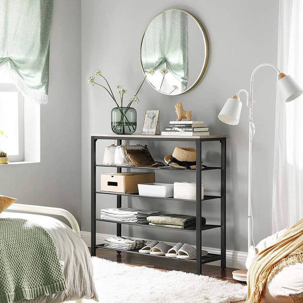 Schuhregal Lobamba Schwarz - Holzwerkstoff - 30 x 93 x 100 cm