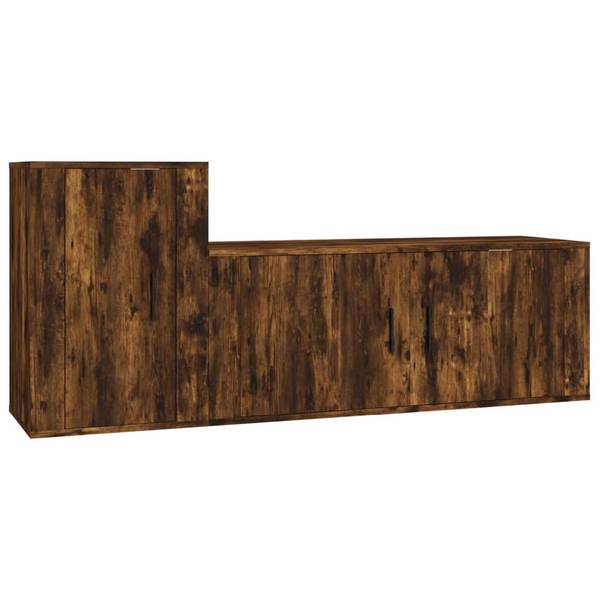TV-Schrank 2er Set D598 Braun - Holz teilmassiv - 35 x 40 x 100 cm