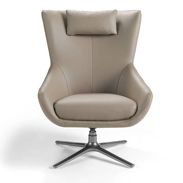 Drehbarer Sessel 5044 Grau - Strukturstoff - Flachgewebe - Kunstleder - Edelstahl - 76 x 100 x 90 cm