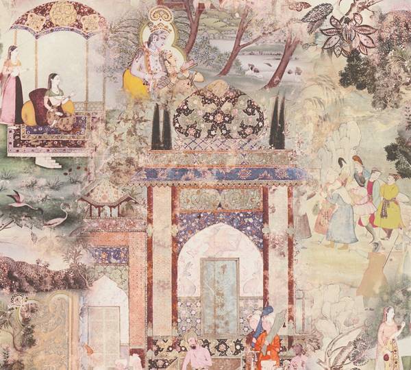 Vliestapete orientalisch Tapete Vintage Beige - Grau - Grün - Weiß - Fleece - 53 x 1005 x 1 cm