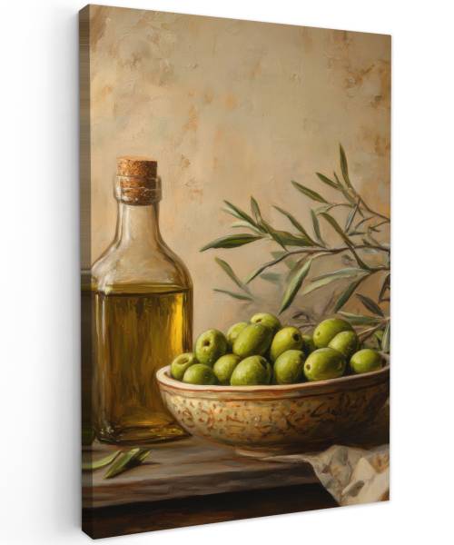 LEINWANDBILD Oliven Grün - Baumwollstoff - 90 x 140 x 2 cm