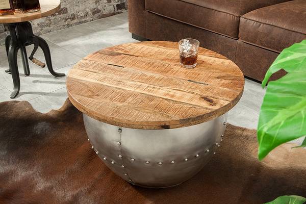 Couchtisch DRUMP STORAGE Braun - Mango - 68 x 44 x 68 cm