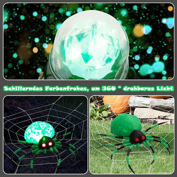 Halloween-Spinne Schwarz - Grün - Weiß - Textil - 92 x 27 x 153 cm