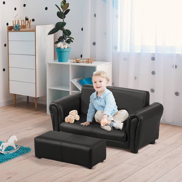 Kindersessel mit Fußhocker 310-005BK Braun - Massivholz - 42 x 41 x 83 cm
