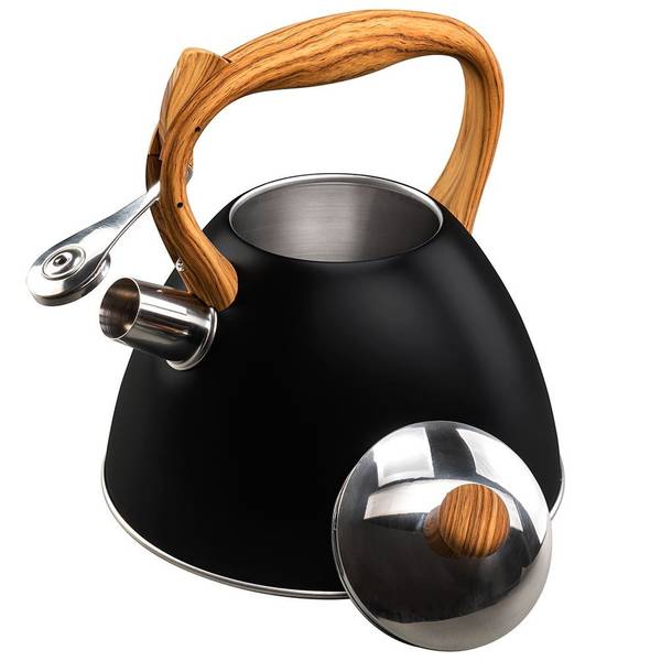 Wasserkessel mit Pfeife 3 l Schwarz - Edelstahl - 22 x 23 x 24 cm