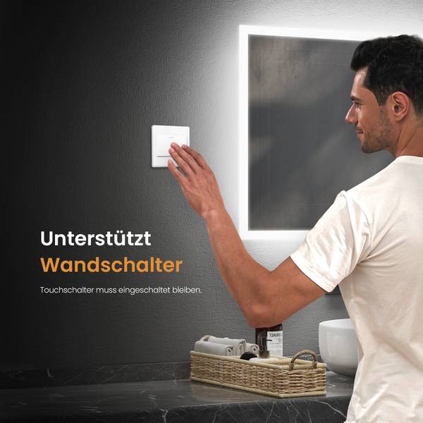 LED Badspiegel mit Schalter NLM03B2D Grau - Spiegelglas - 4 x 60 x 4 cm