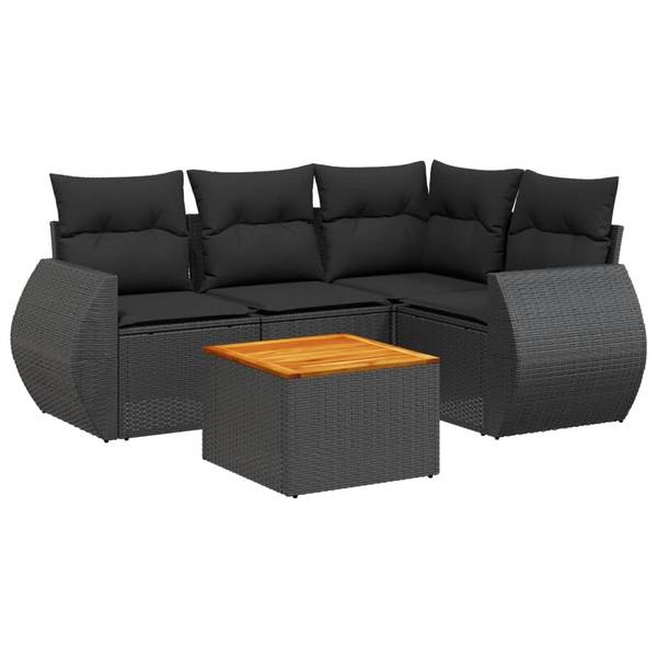 Salon de jardin 3034756 (lot de 5) Noir - Polyester - Acacia - Acier - 62 x 69 x 62 cm