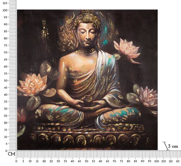 Leinwandbild Buddha A Massivholz - 3 x 100 x 100 cm