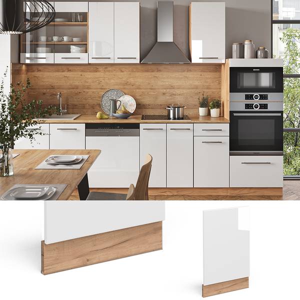 Frontblende Fame-Line 45886 Hochglanz Weiß - Eiche Sand Dekor - Breite: 45 cm