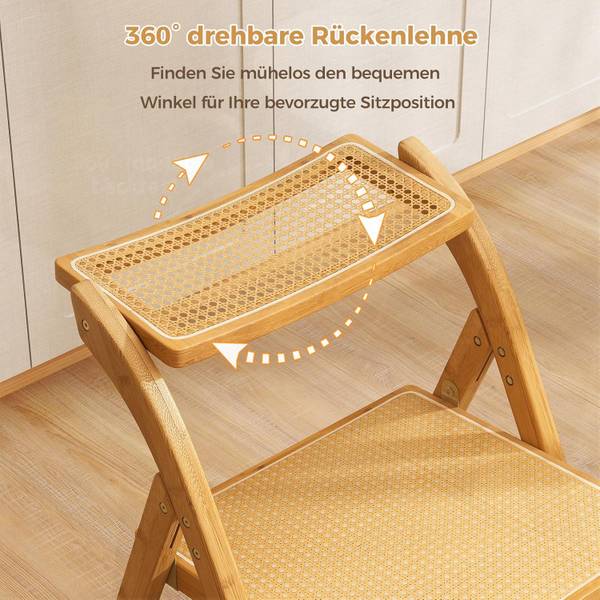 Klappstühle VH33993ZM-4DE(2er Set) Braun - Bambus - 49 x 80 x 56 cm