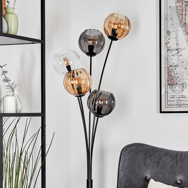 Stehlampe Cesaro Grau - Orange - Aluminium - Klarglas - 35 x 169 x 35 cm