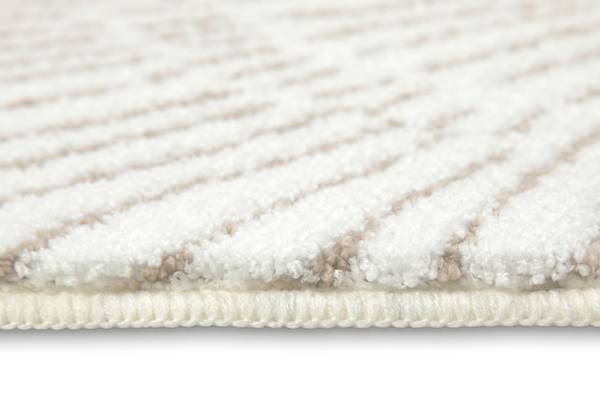 Badteppich Jasbeer Beige - Weiß - Polyester - 80 x 2 x 150 cm
